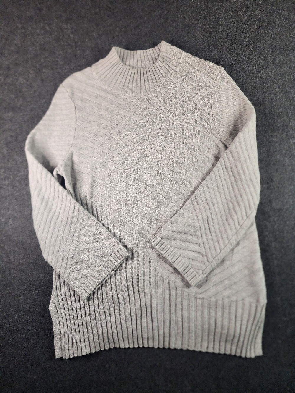 Charter Club Light Gray Ribbed Mock Neck Sweater